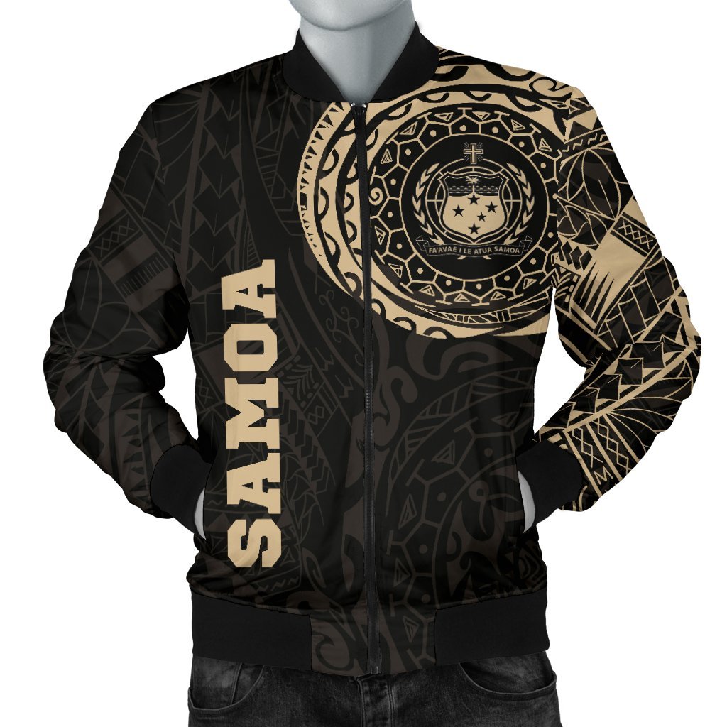 Samoa in My Heart Polynesian Tattoo Style Men's Bomber Jacket Black - Polynesian Pride