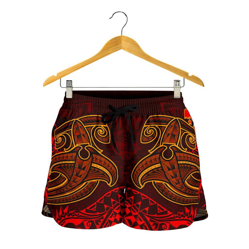 Papua New Guinea Women's Shorts - Red Shark Polynesian Tattoo - Polynesian Pride