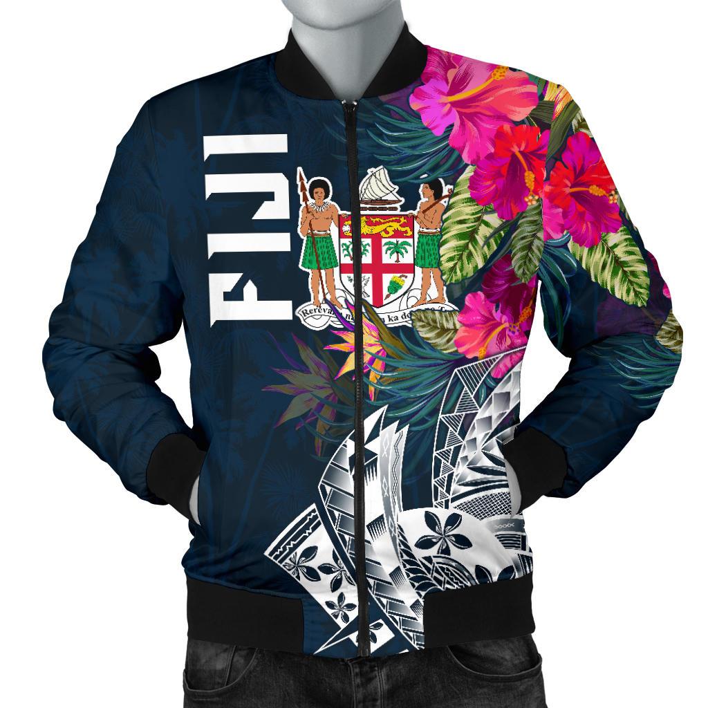 Fiji Men's Bomber Jacket - Fiji Summer Vibes Blue - Polynesian Pride