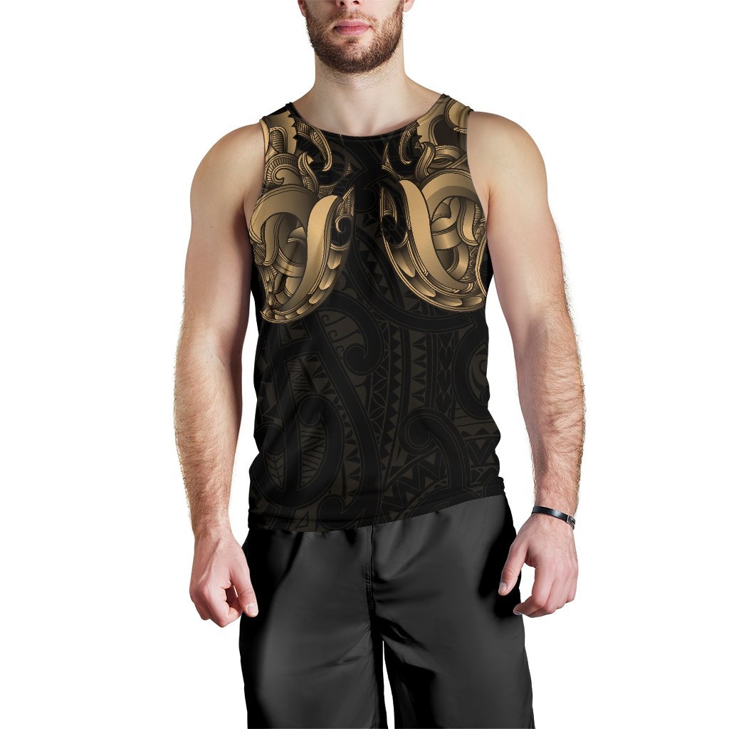 Maori Ta Moko Men Tank Top New Zealand Gold Gold - Polynesian Pride