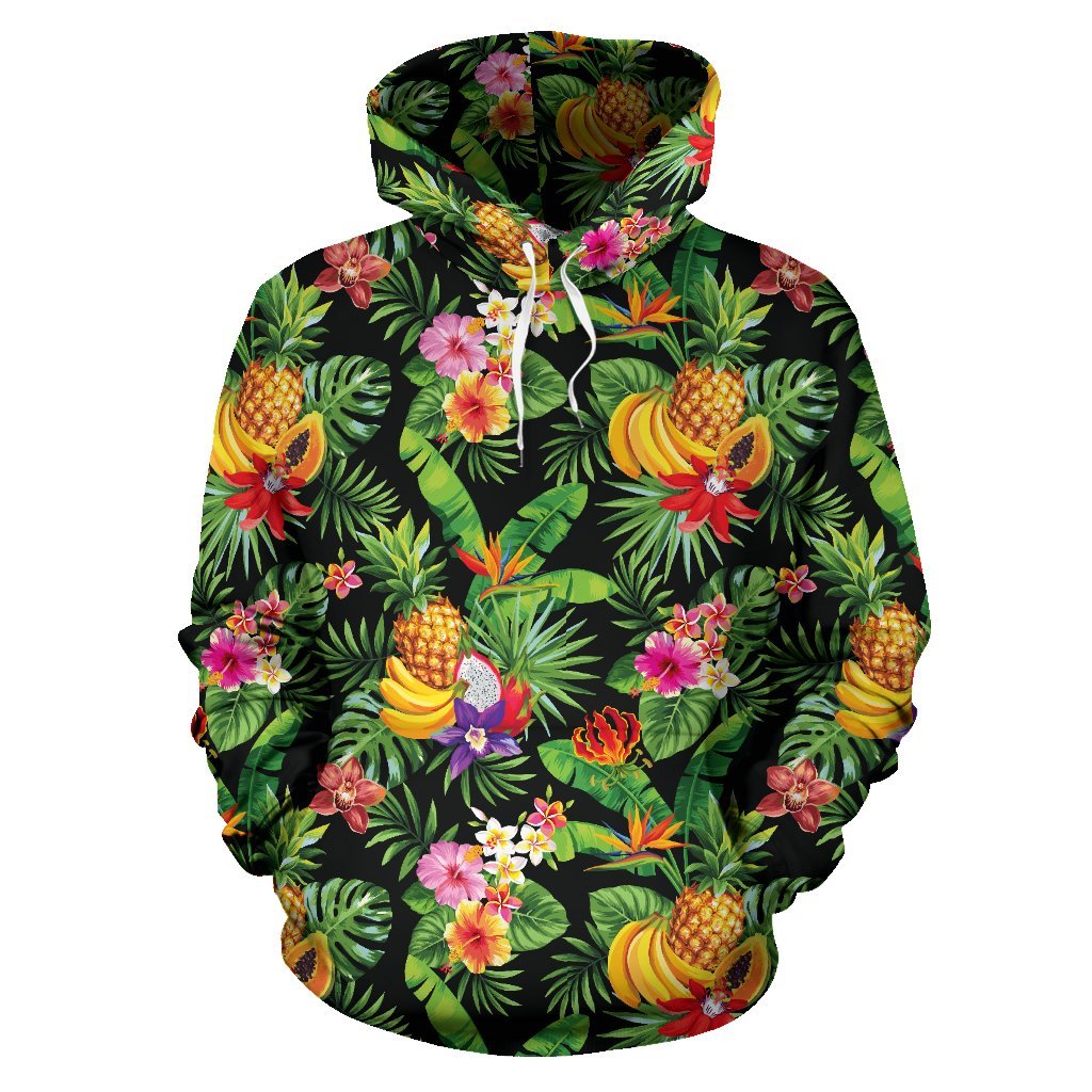 Polynesian All Over Hoodie Polynesian Tropical Fruit & Vegetable Print 03 - Polynesian Pride