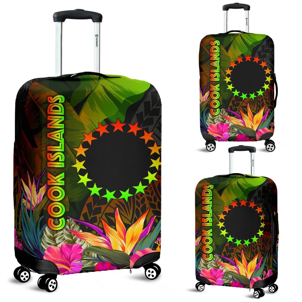 Cook Islands Polynesian Luggage Covers - Hibiscus and Banana Leaves - Polynesian Pride