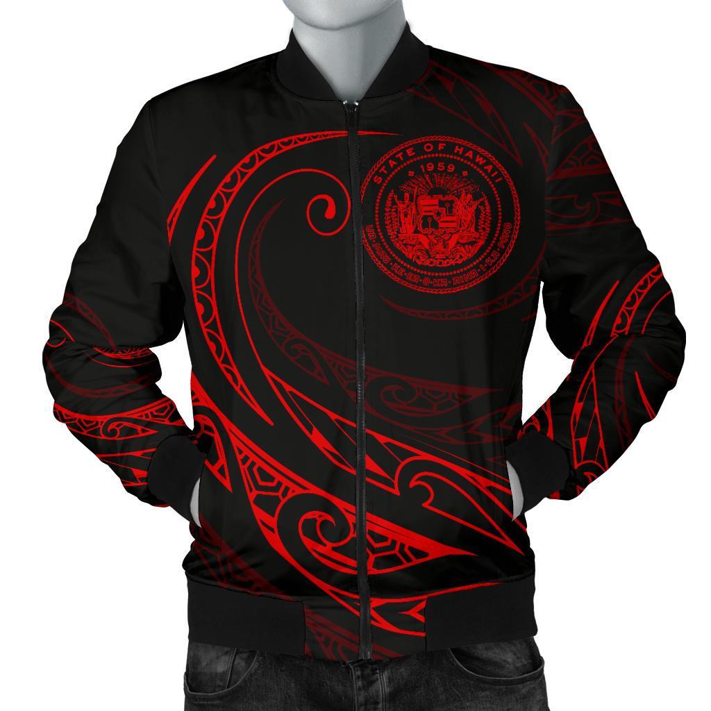 Hawaii Coat Of Arms Polynesian Men's Bomber Jacket - Red - Frida Style Red - Polynesian Pride