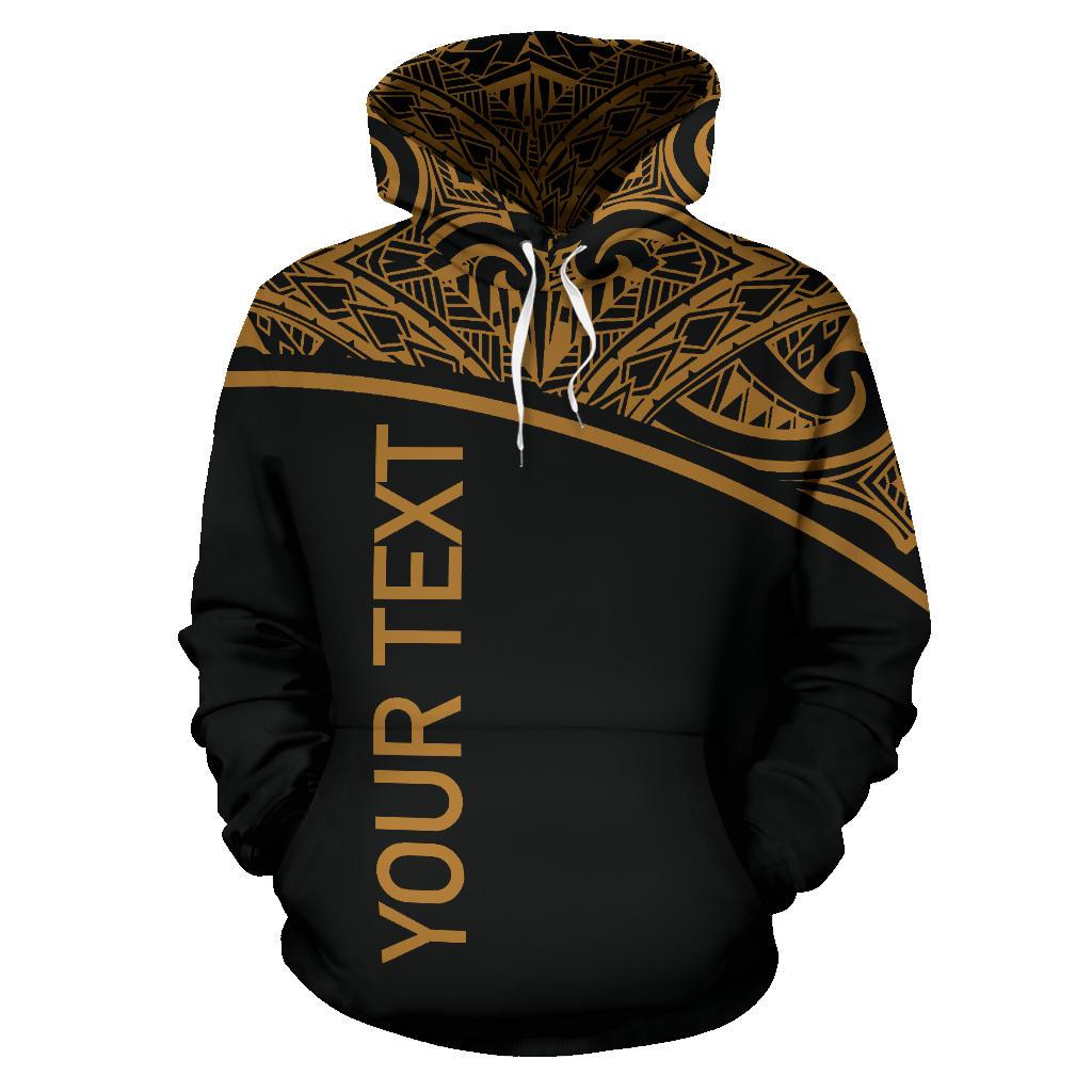 Poly All Over Custom Hoodie Polynesian Curve Gold Style - Polynesian Pride