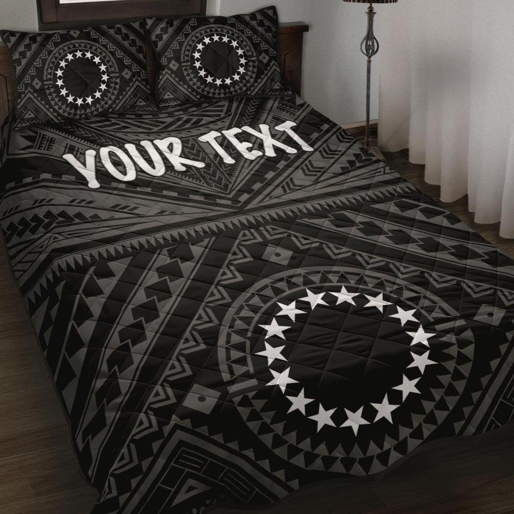 Cook Island Personalised Quilt Bed Set - Seal With Polynesian Tattoo Style ( Black) Black - Polynesian Pride