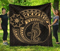 Polynesian Quilt - Polynesian Gold Seahorse Tattoo Gold - Polynesian Pride