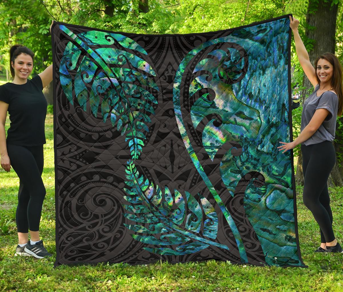 Aotearoa Maori Premium Quilt Silver Fern Koru Vibes Green - Polynesian Pride