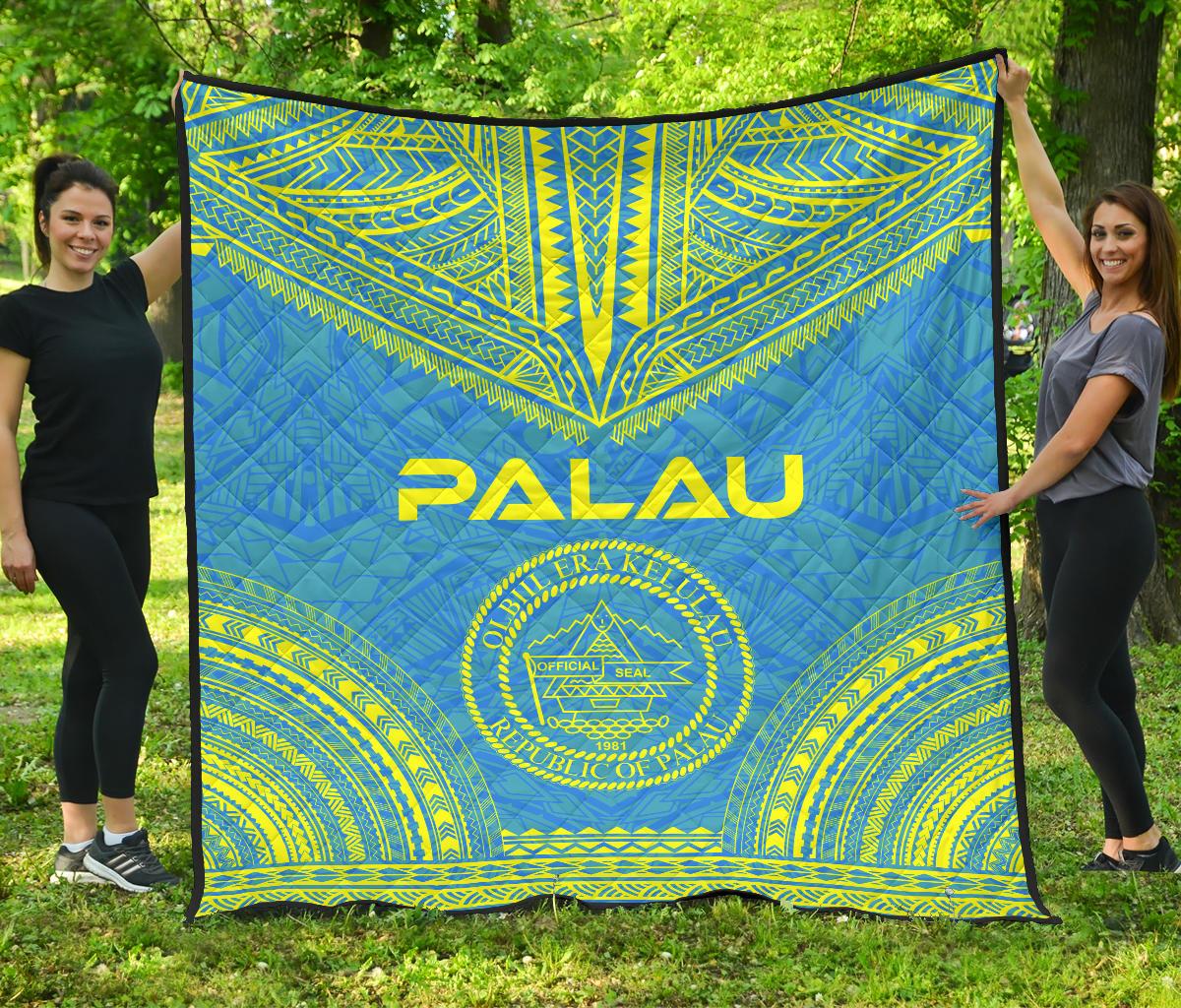 Palau Premium Quilt - Palau Seal Polynesian Chief BLue Version Blue - Polynesian Pride