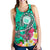 Hawaii Polynesian Women's Racerback Tank - Hawaii Seal With Turtle Plumeria (Turquoise) - Polynesian Pride