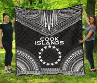 Cook Islands Premium Quilt - Cook Islands Flag Polynesian Chief Black Version Black - Polynesian Pride
