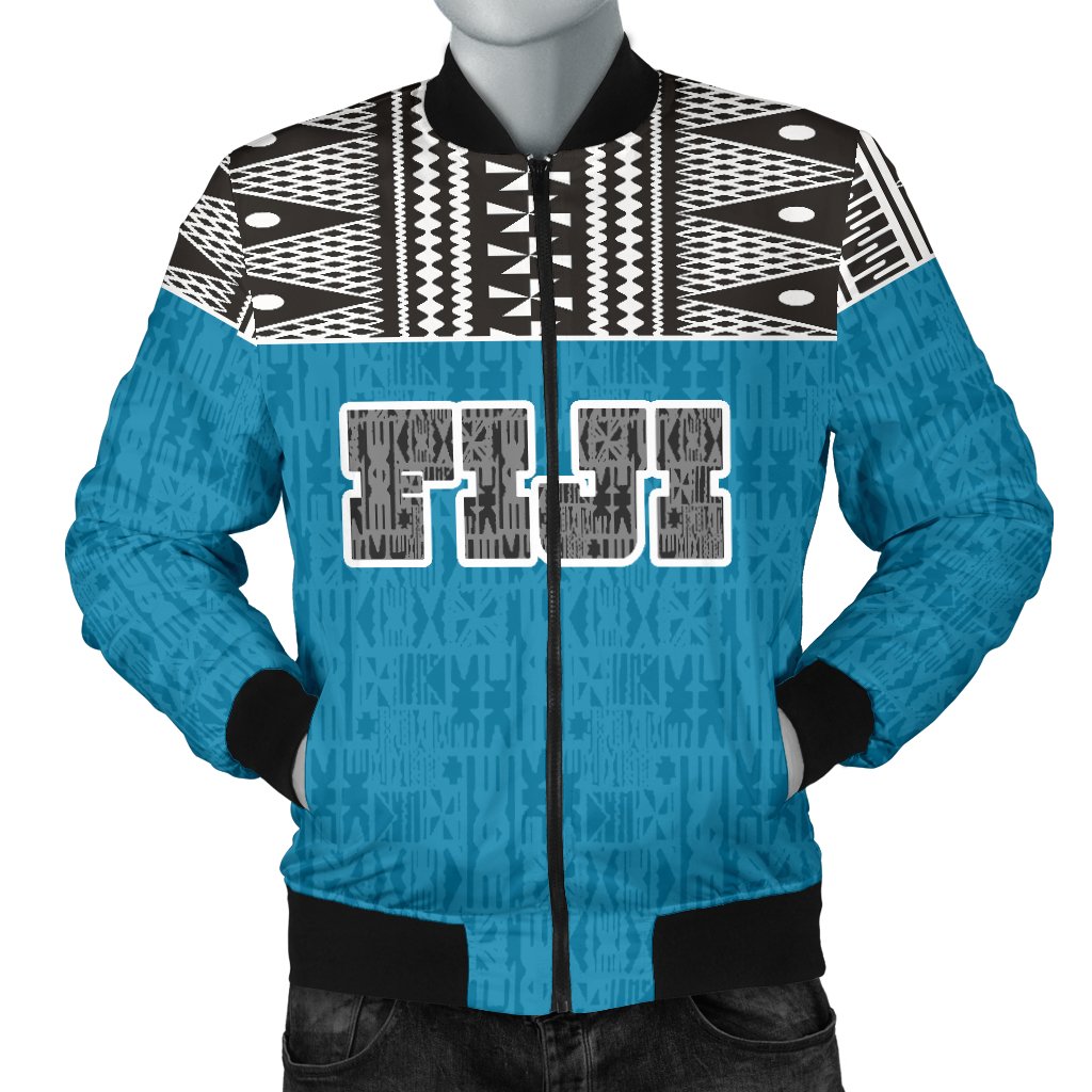 Fiji Men's Bomber Jacket - Polynesian Design Black - Polynesian Pride