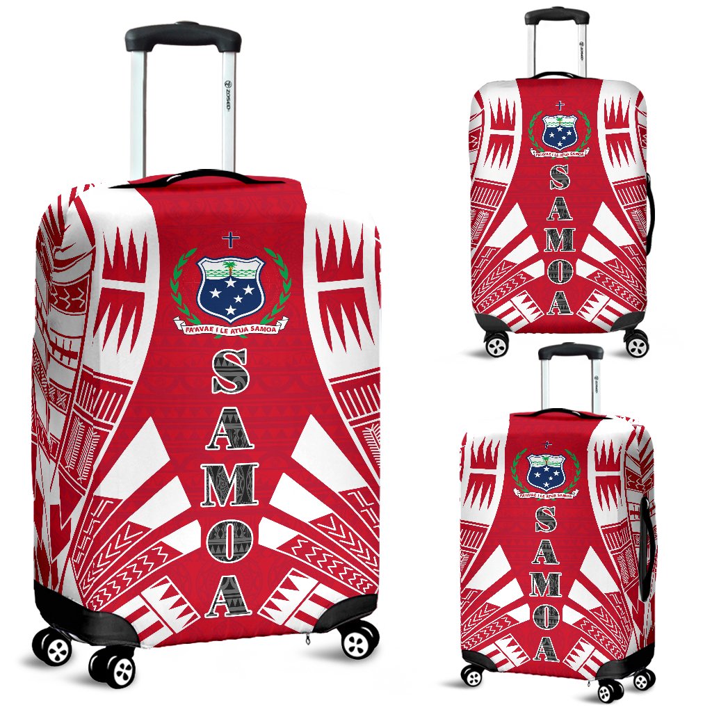 Samoa Luggage Cover - Polynesian Tattoo Flag Red - Polynesian Pride