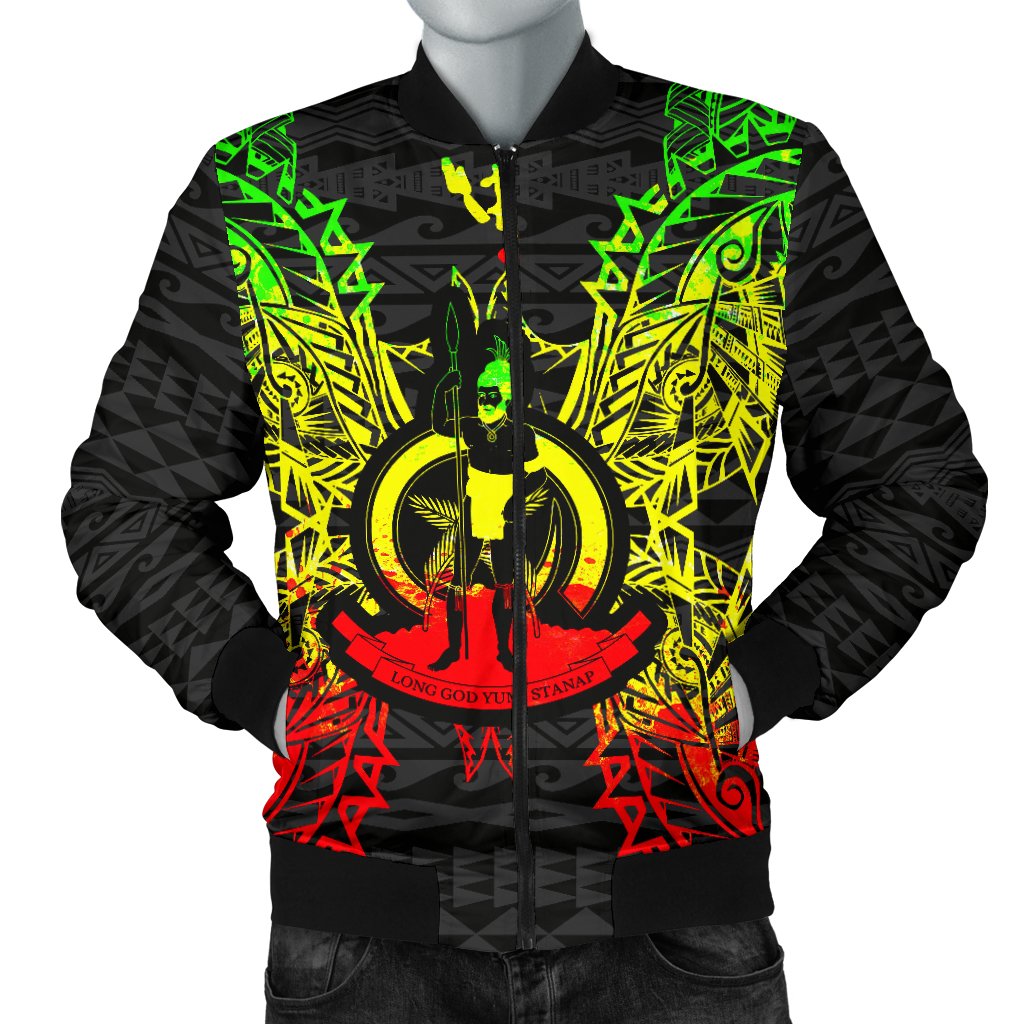 Vanuatu Polynesian Men's Bomber Jacket Map Reggae Reggae - Polynesian Pride