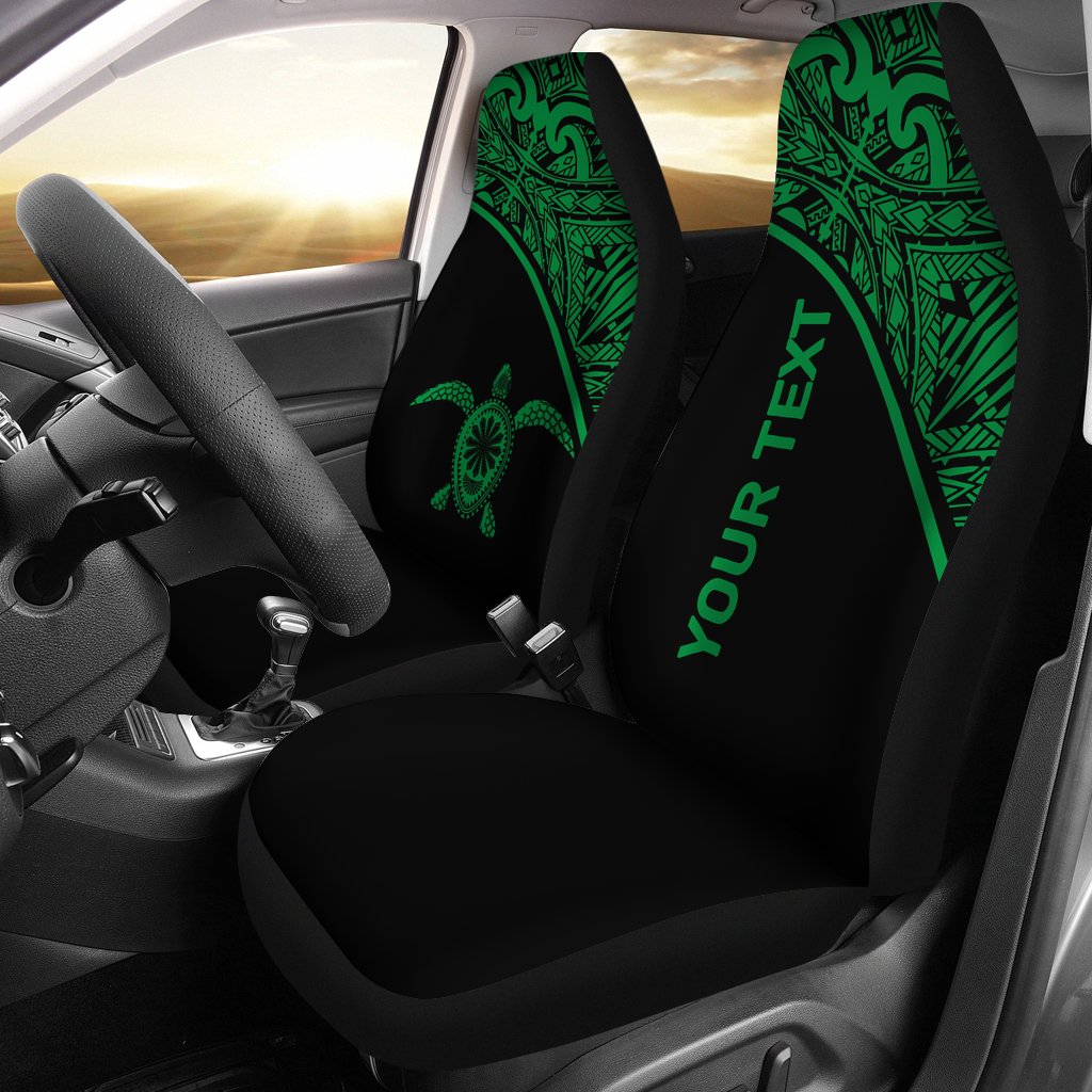 Hawaii Custom Personalised Car Seat Covers - Polynesian Green Turtle Curve Universal Fit Green - Polynesian Pride