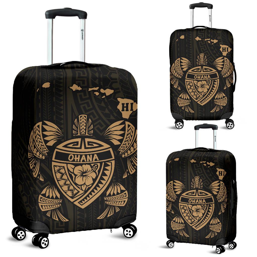 Hawaii Kakau Polynesian Turtle Map Luggage Covers - Gold Gold - Polynesian Pride