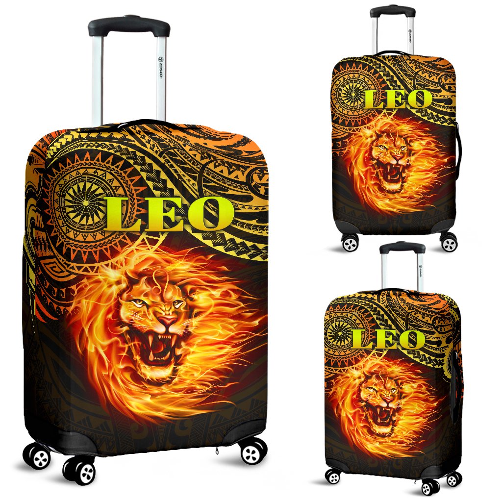 Sun In Leo Zodiac Luggage Covers Polynesian Tattoo Unique Vibes Art - Polynesian Pride