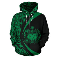 Polynesian Coat of Arms of Samoa Zip Hoodie Green - Polynesian Pride
