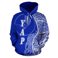 Yap Polynesian Hoodie Coconut Tree Blue - Polynesian Pride