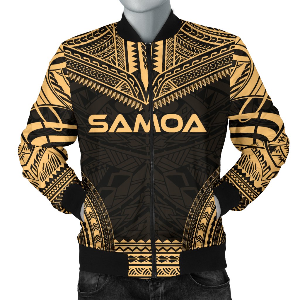 Samoa Polynesian Chief Men's Bomber Jacket - Gold Version Gold - Polynesian Pride