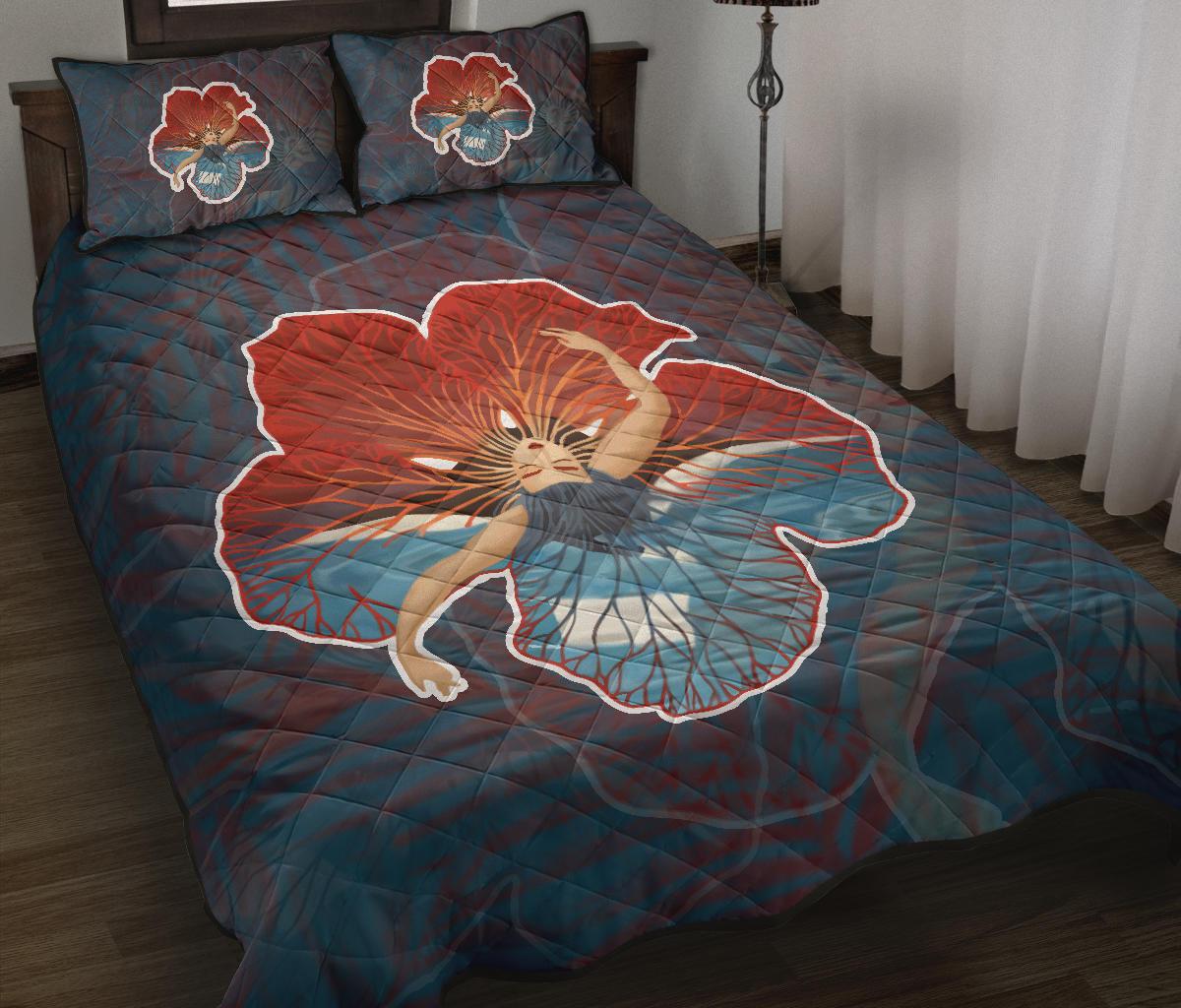 Hawaii Quilt Bed Set - Hula Dance Hibiscus Quilt Bed Set - Polynesian Pride