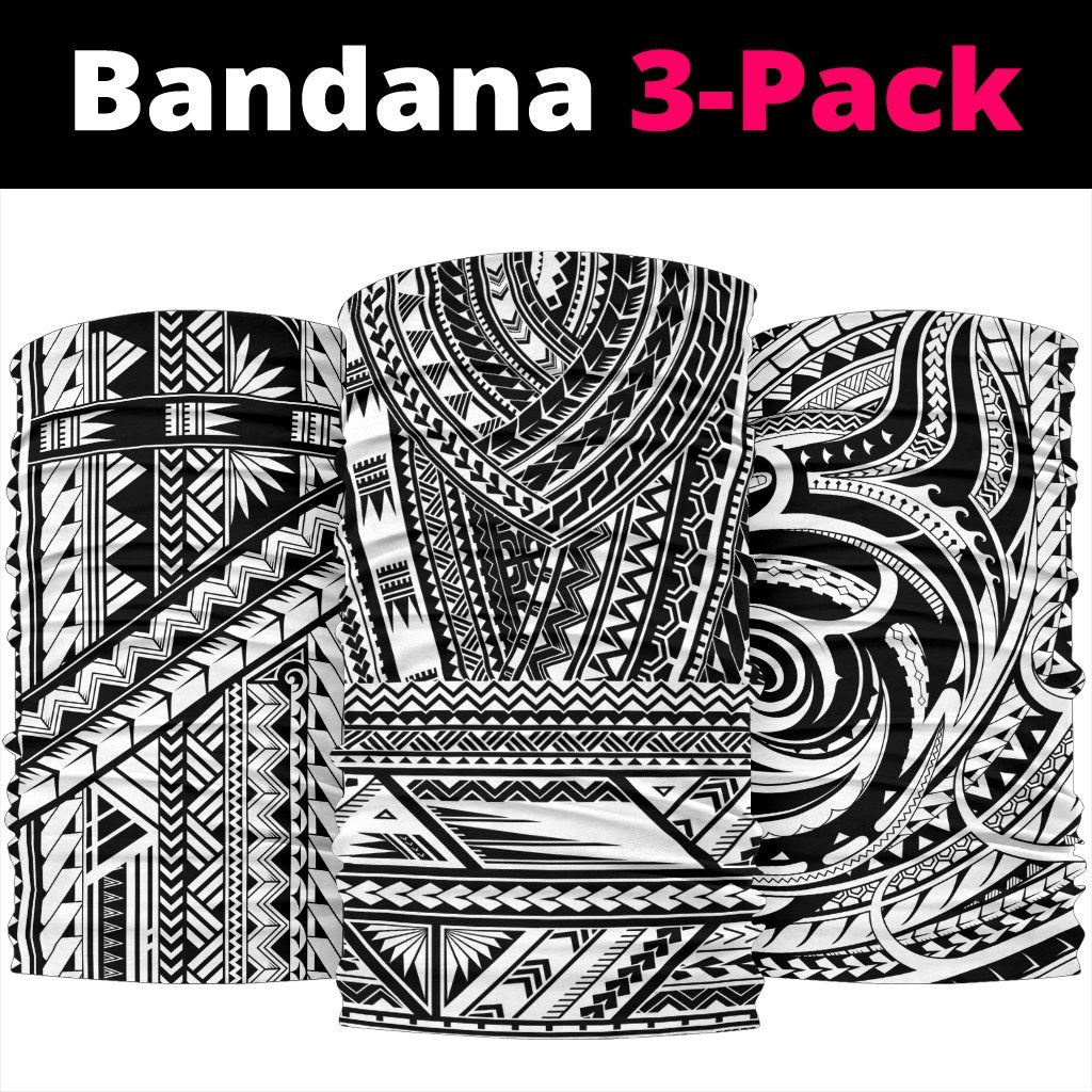 Polynesian Tatau Mixed White Set Unisex Bandana One Size White - Polynesian Pride