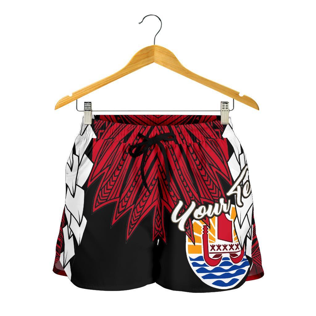 Tahiti Polynesian Custom Personalised Women's Shorts - Tribal Wave Tattoo Flag Style - Polynesian Pride