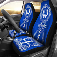 Pohnpei Car Seat Covers - Pohnpei Flag Micronesian Tribal Blue Universal Fit Blue - Polynesian Pride