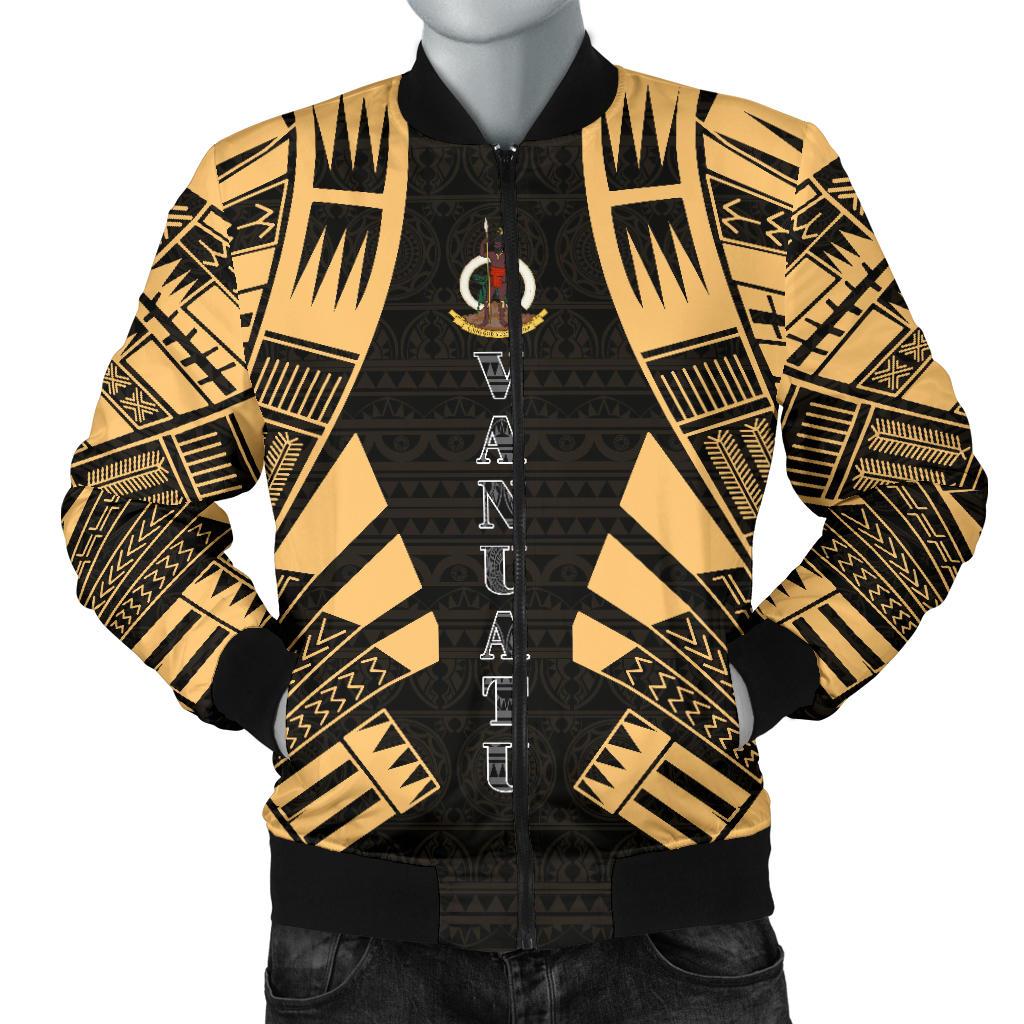 Vanuatu Men Bomber Jackets - Polynesian Tattoo Gold Gold - Polynesian Pride