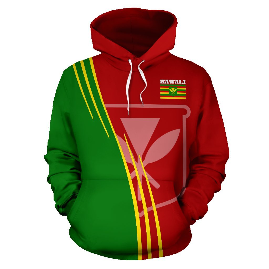 Hawaii Hoodie Kanaka Maoli Flag Line Wave - Polynesian Pride