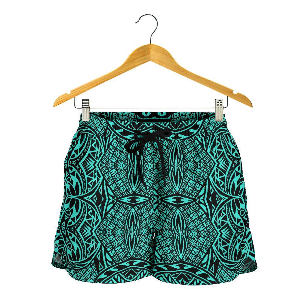Polynesian Lauhala Mix Turquoise Women's Short - Polynesian Pride