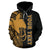 Papua New Guinea Polynesian ll Over Custom Hoodie Gold Line - Polynesian Pride