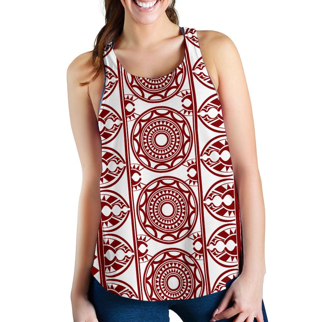 Polynesian Women Racerback Tank Top 33 White-Red - Polynesian Pride