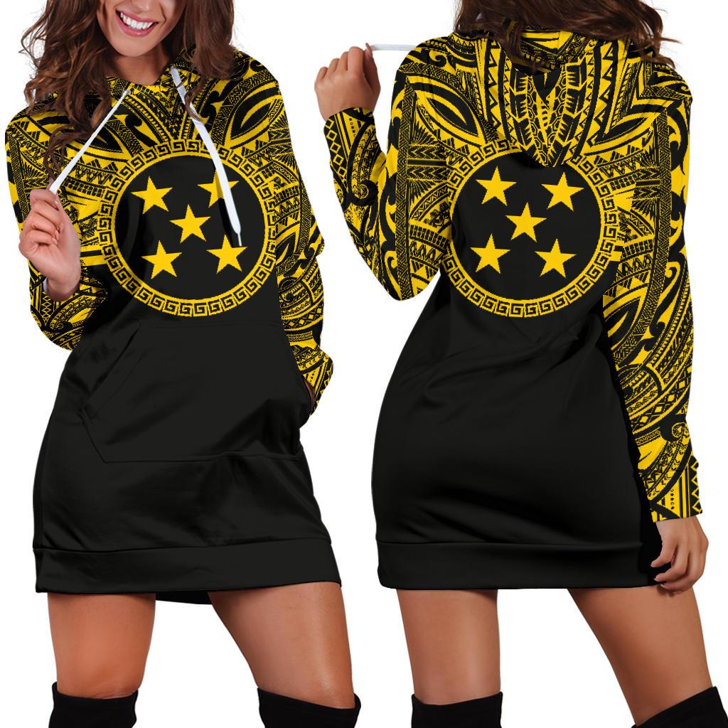 Gambier Islands Women Hoodie Dress - Gambier Islands Coat Of Arms Polynesian Gold Black Gold - Polynesian Pride