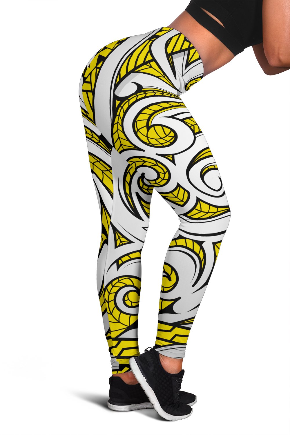 Polynesian Maori Ethnic Ornament Yellow Hawaii Women's Leggings AH Yellow - Polynesian Pride