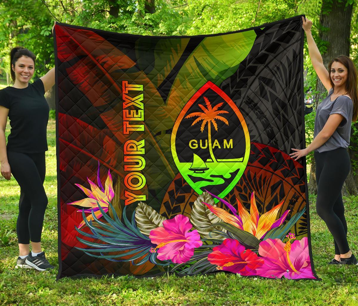 Guam Polynesian Personalised Premium Quilt - Hibiscus and Banana Leaves - Polynesian Pride