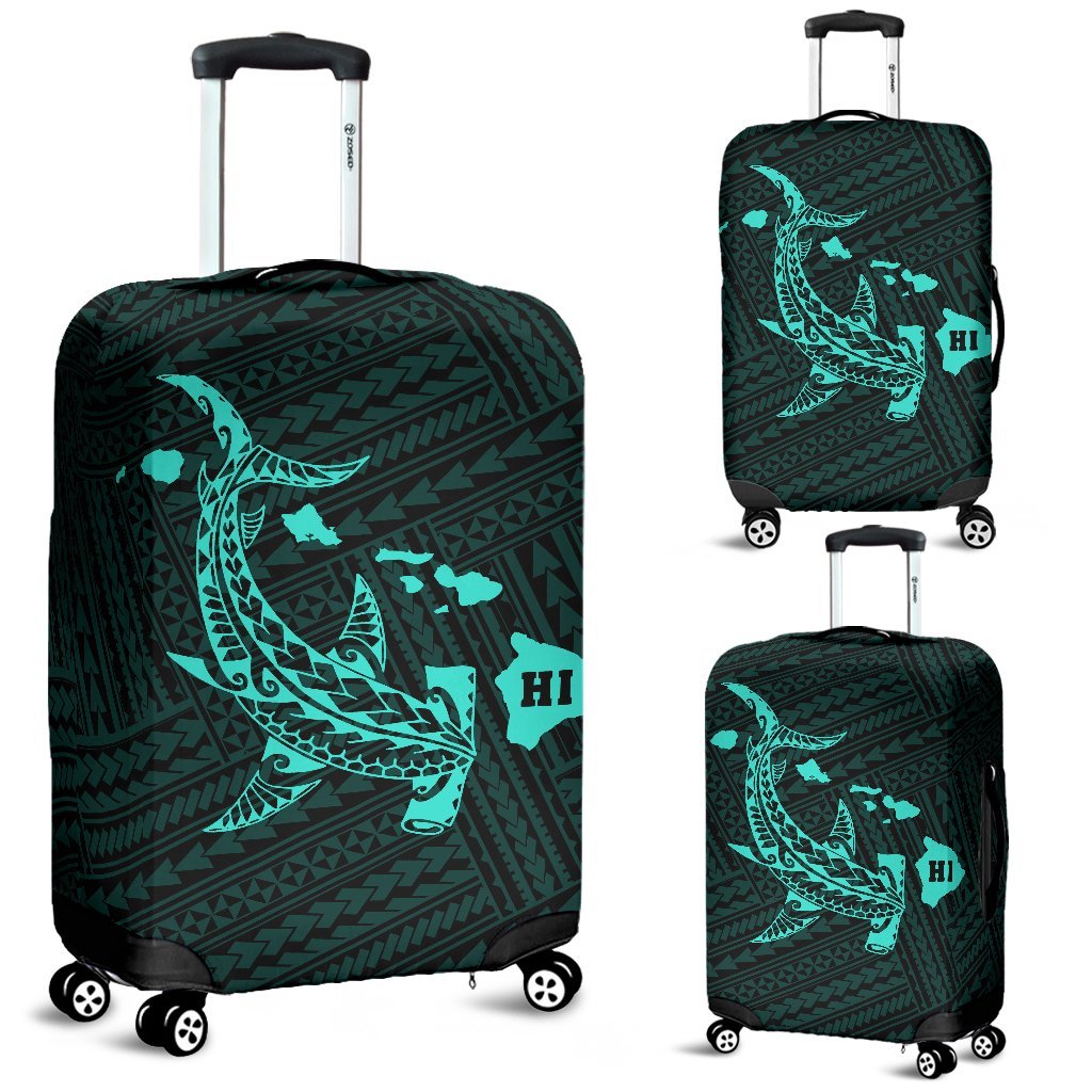 Hawaii Shark Turquoise Polynesian Luggage Covers Turquoise - Polynesian Pride