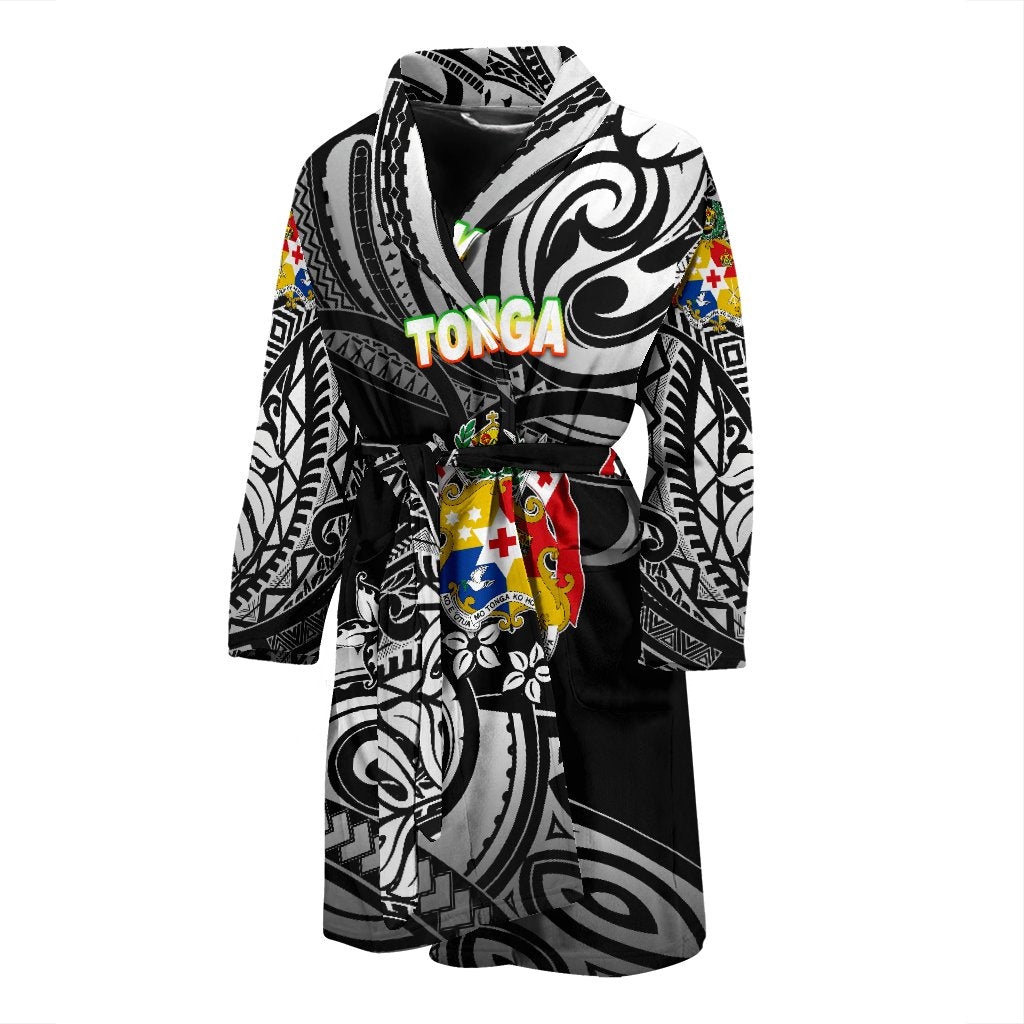 Mate Ma'a Tonga Rugby Men's Bath Robe Polynesian Unique Vibes - Black Men's Bath Robe Universal Fit Black - Polynesian Pride