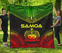 Samoa Premium Quilt - Samoa Coat Of Arms Polynesian Chief Reggae Version - Polynesian Pride