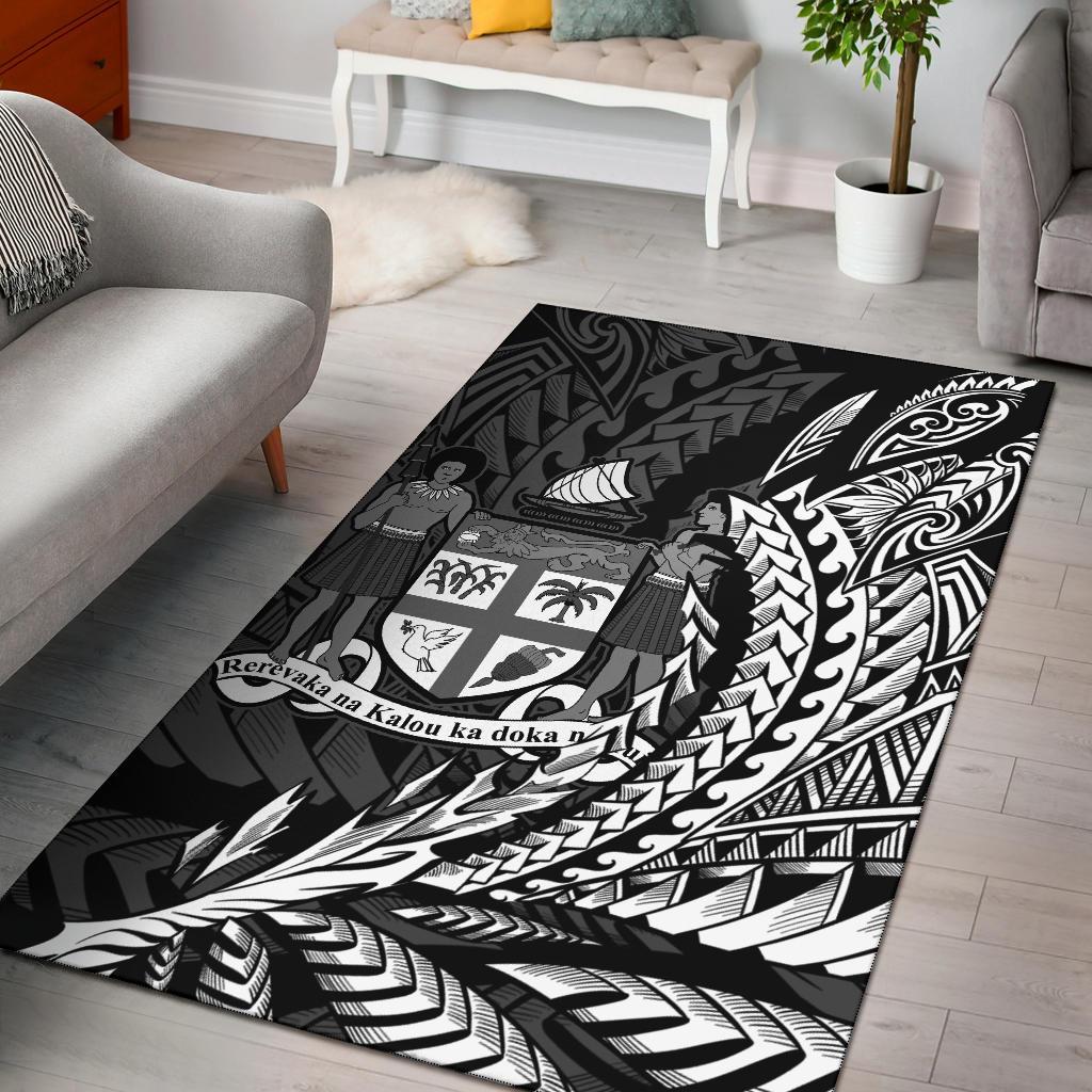 Fiji Area Rug - Wings Style Black - Polynesian Pride