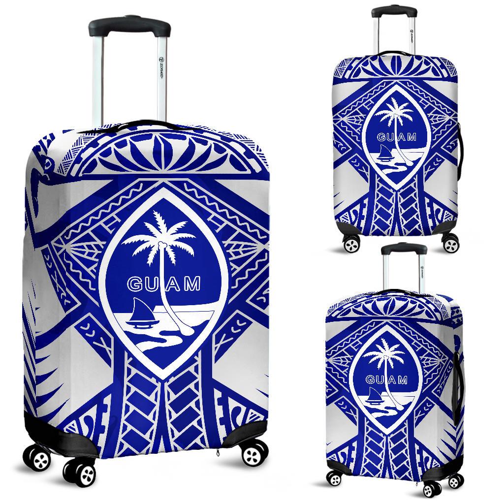 Guam Polynesian Luggage Covers - Guam White Seal with Polynesian Tattoo Ver 02 - Polynesian Pride
