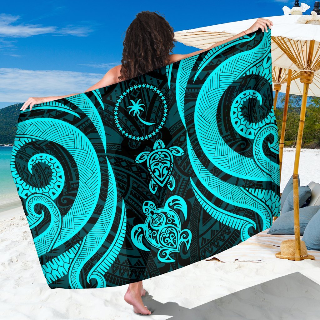 Chuuk Micronesia Sarong - Tentacle Turtle Turquoise SARONG ONE SIZE TURQUOISE - Polynesian Pride