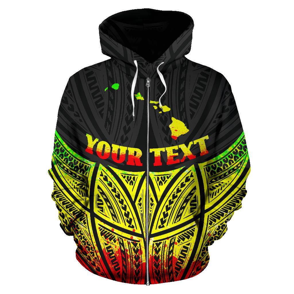 Hawaii Polynesian Custom Zip up Hoodie Reggae Pride Map and Seal - Polynesian Pride