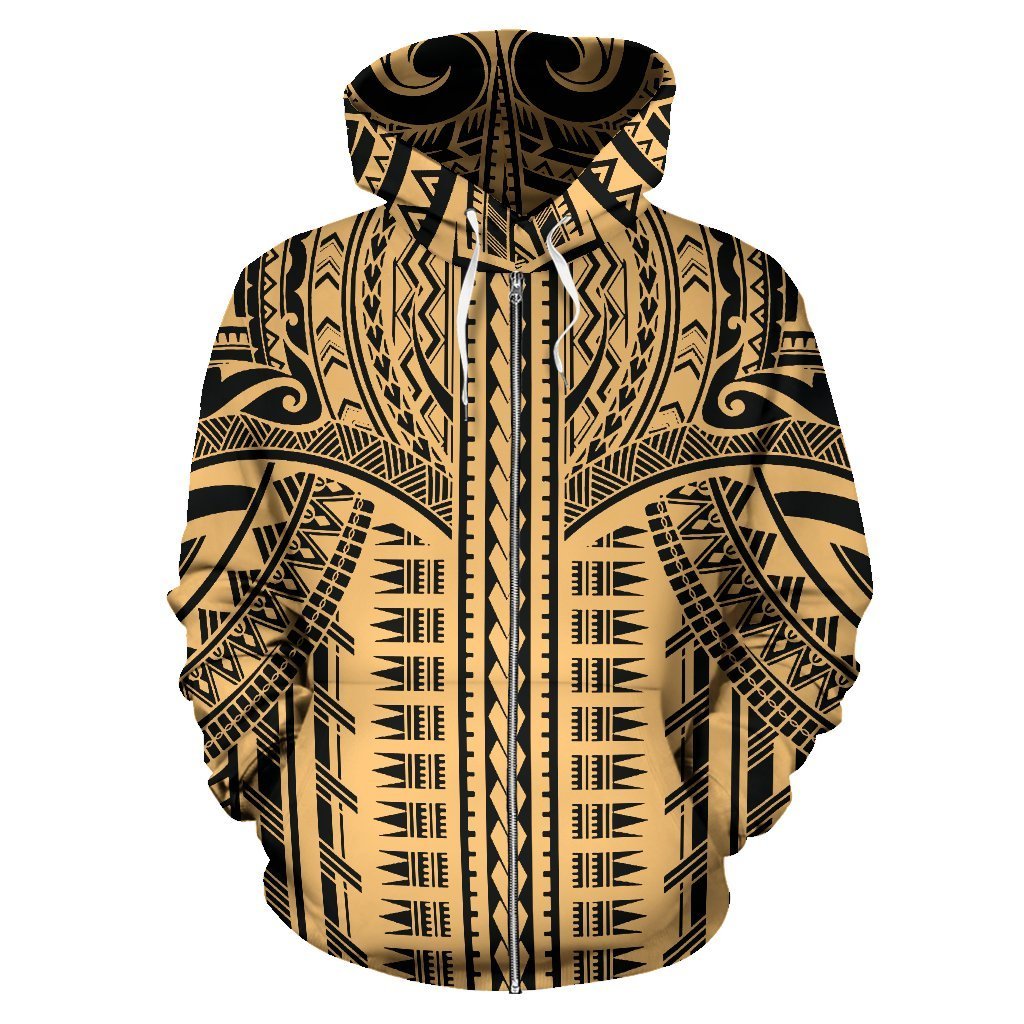 Polynesian All Over Zip up Hoodie Polynesian Pattern Hoodie Style - Polynesian Pride