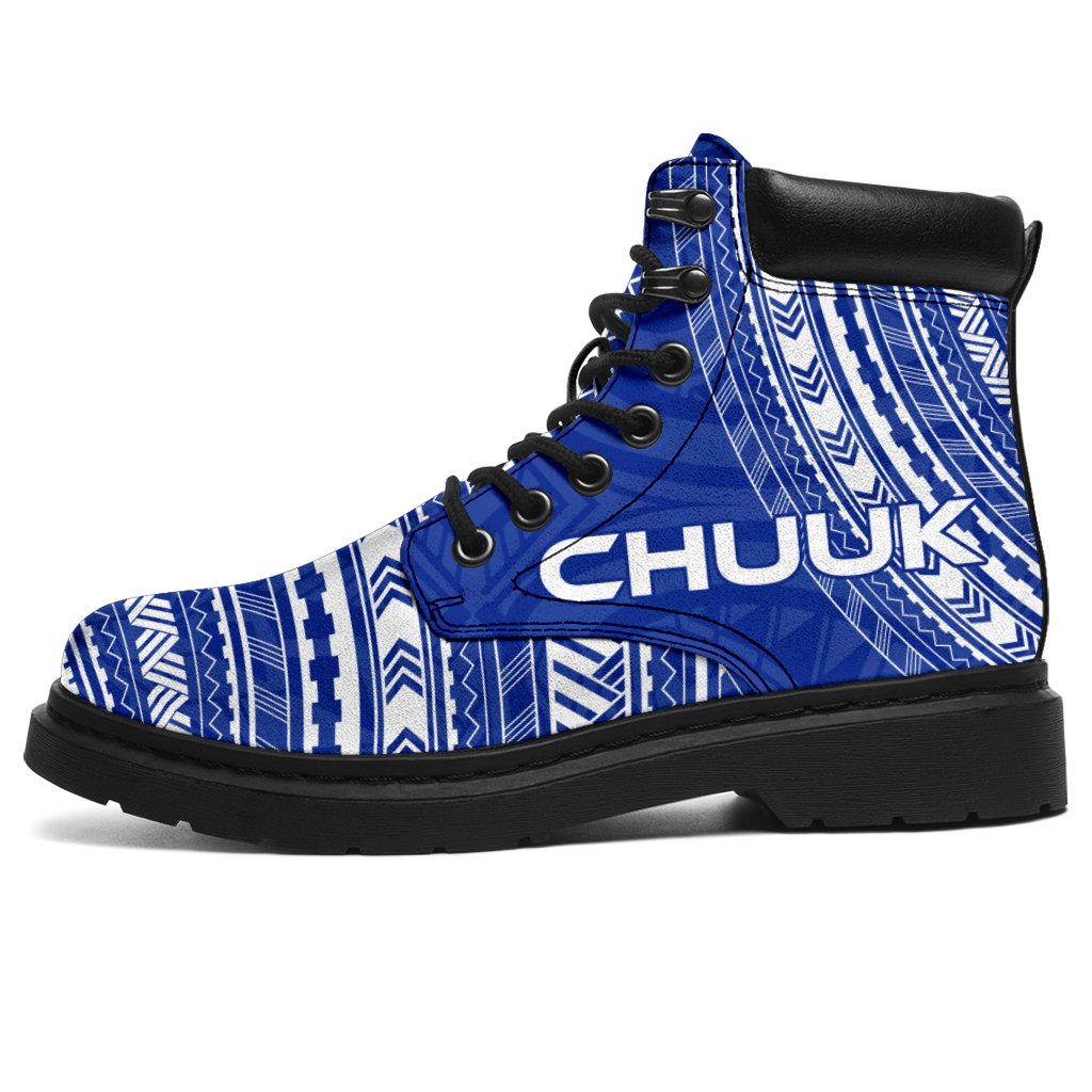 Chuuk Leather Boots - Polynesian Flag Chief Version White - Polynesian Pride