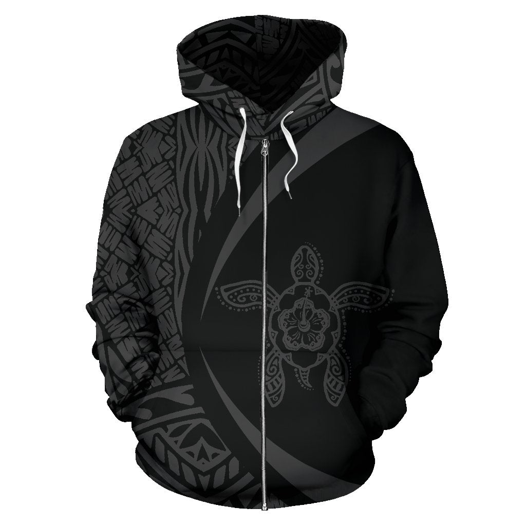 American Samoa Turtle Polynesian Zip up Hoodie Circle Style 01 - Polynesian Pride