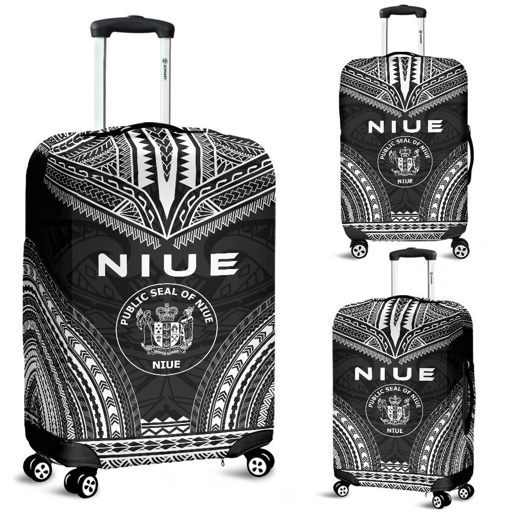 Niue Polynesian Chief Luggage Cover - Black Version Black - Polynesian Pride