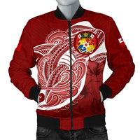 Tonga Men'S Bomber Jacket Shark Coat Of Arms Red - Polynesian Pride