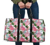 Pink Monstera And Green Tropical Leaves White Hawaii Travel Bag Travel Bag One size Black - Polynesian Pride