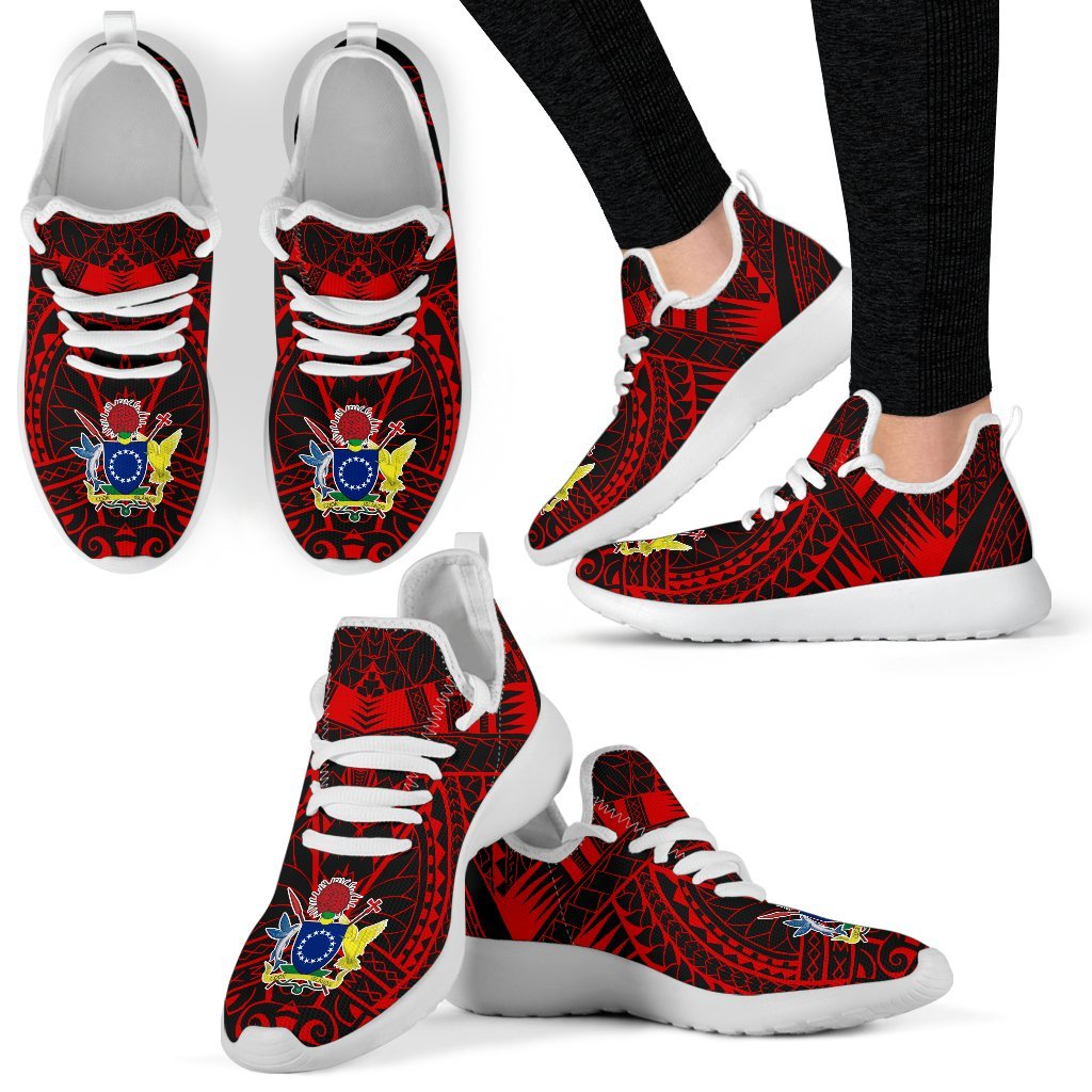 Cook Islands Polynesian Tattoo Mesh Knit Sneakers Red - Polynesian Pride