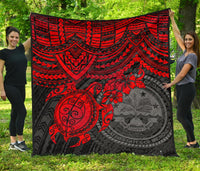Federated States Of Micronesia Premium Quilt - Federated States Of Micronesia Seal & Red Turtle Hibiscus - Polynesian Pride